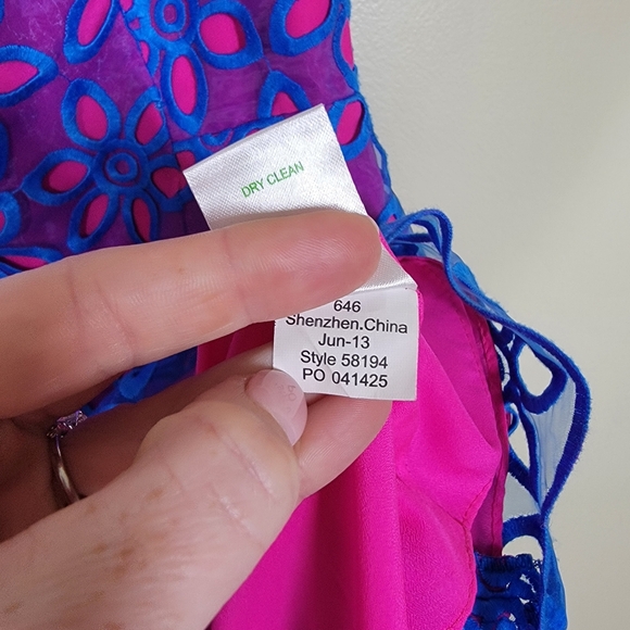 Lilly Pulitzer Selna Royce Blue Daisuly Floral Eyelet Dress Size 8 - Picture 5 of 7